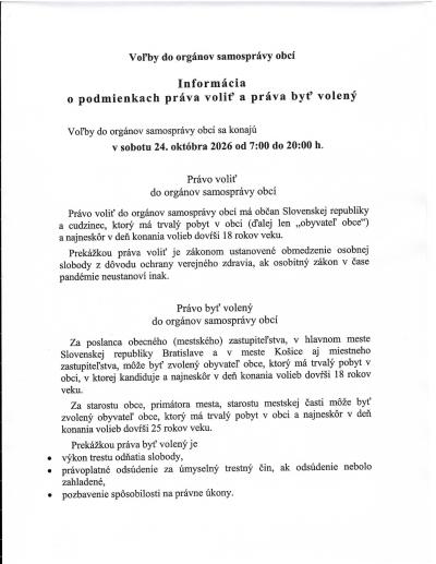 Informácia o&nbsp;podmienkach práva voliť a&nbsp;práva byť volený