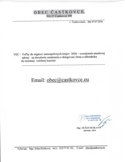 Zverejnenie emailovej adresy